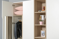 Шкаф двухстворчатый Муссон 13.198, Белый шагрень, Дуб эндгрейн