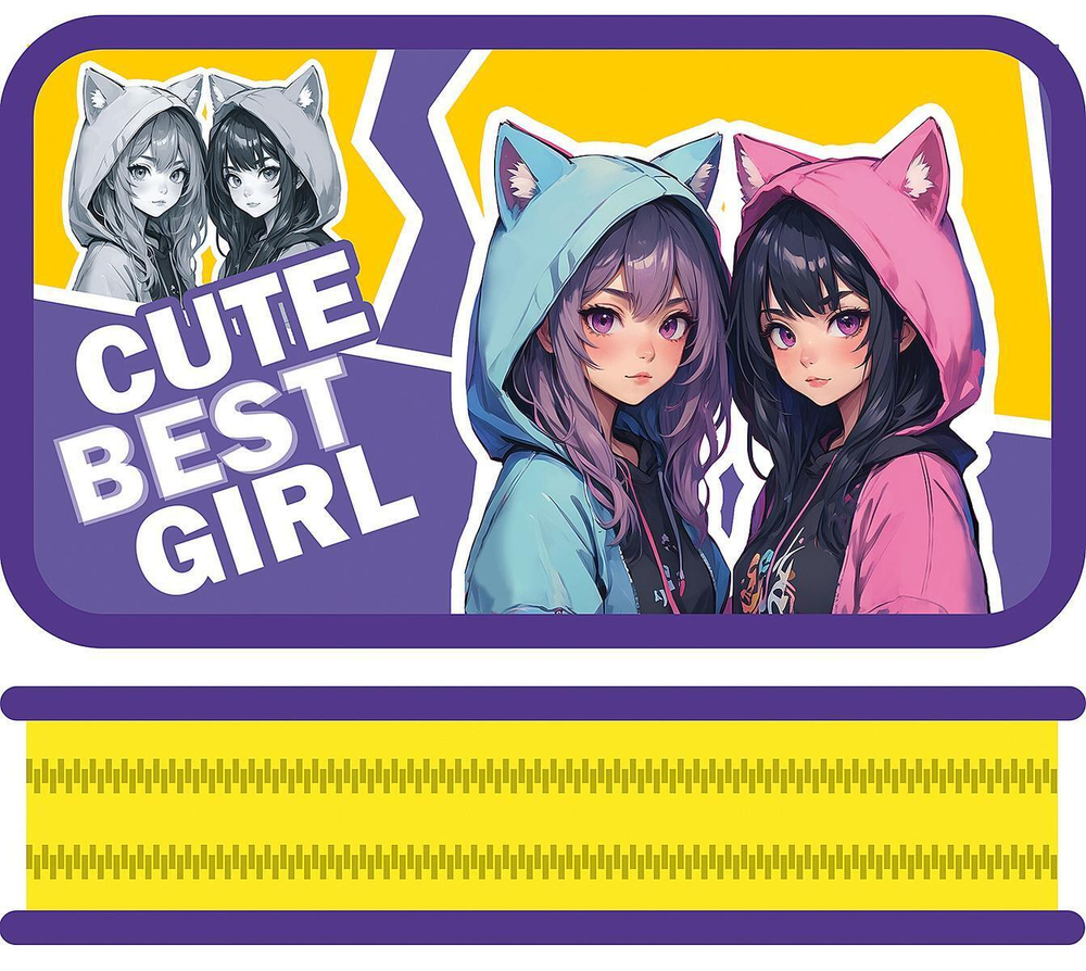 Пенал 2 секц. большой тканевый торец 190/105 "Лучшие подружки 2025" (Пчелка)