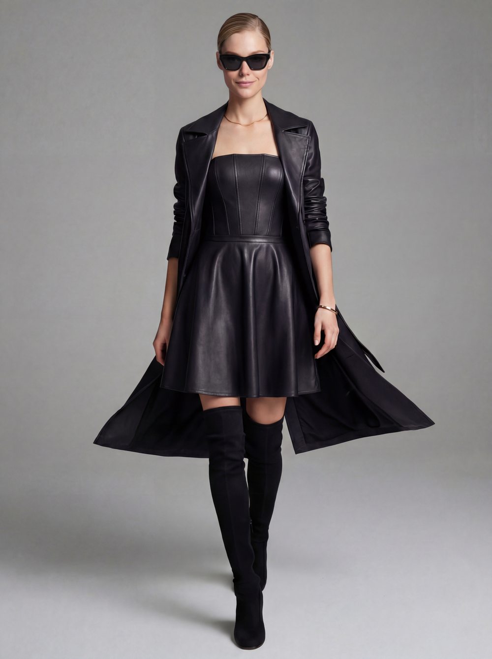 Платье корсетное праздничное кожаное