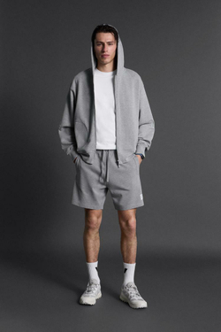 ZARA ШОРТЫ ДЖОГГЕРЫ, СЕРЫЙ С МЕЛАНЖЕВЫМ ЭФФЕКТОМ