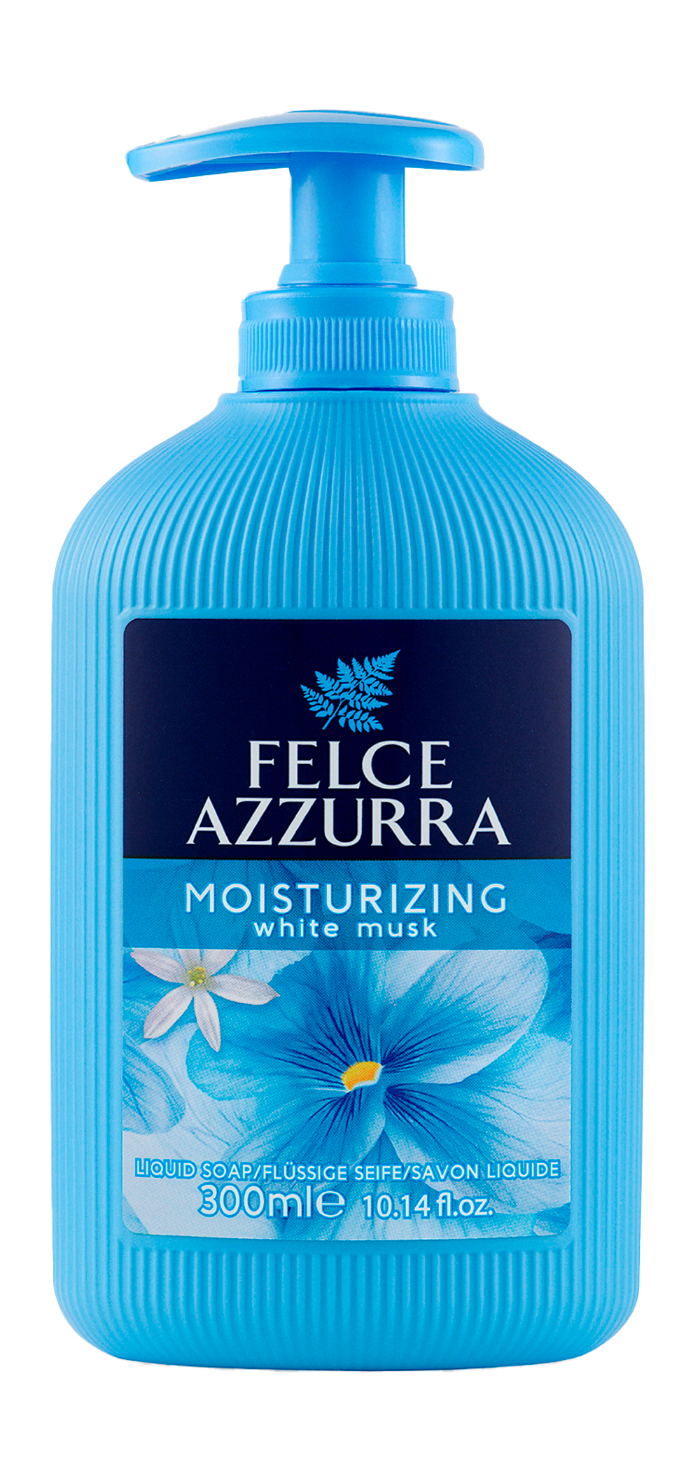 FELCE AZZURRA Увлажняющее жидкое мыло для рук c ароматом белого мускуса MOISTURIZING WHITE MUSK LIQUID SOAP 300 мл