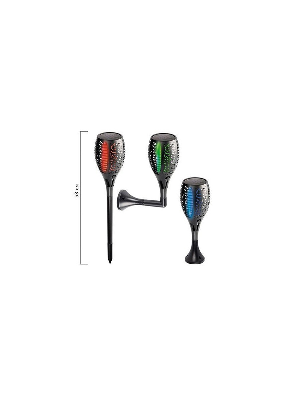 Светильник светодиодный SLR-S11-RGB садовый эффект факела 33LED 58см IP44 (3 варианта установки) солнечная батарея ФАZА 5040823