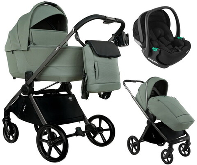 Детская коляска Pituso Teffy 3 в 1 с автокреслом Baesa Black Sage Green/Graphite