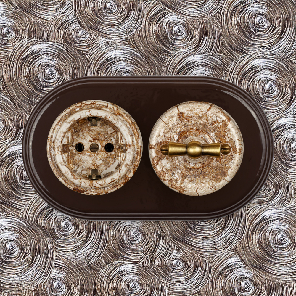 Рамка 2-х постовая, керамика, цвет коричневый BF2-620-02