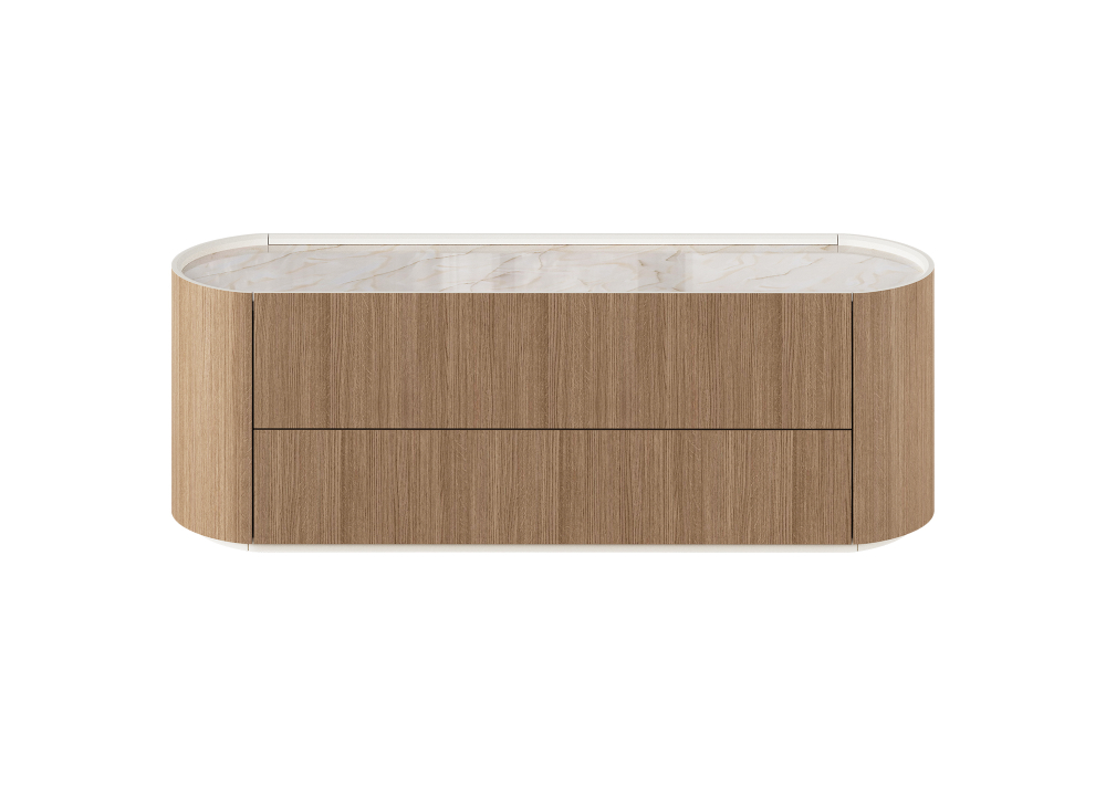 Тумба Lagom под ТВ 2 ящика ширина 140 см (натуральный дуб, камень LC)