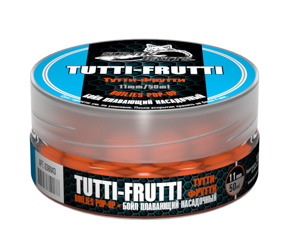 Бойлы насадочные плавающие Sonik Baits TUTTI FRUTTI Fluo Pop-ups 11мм 50мл (Тутти-Фрутти)