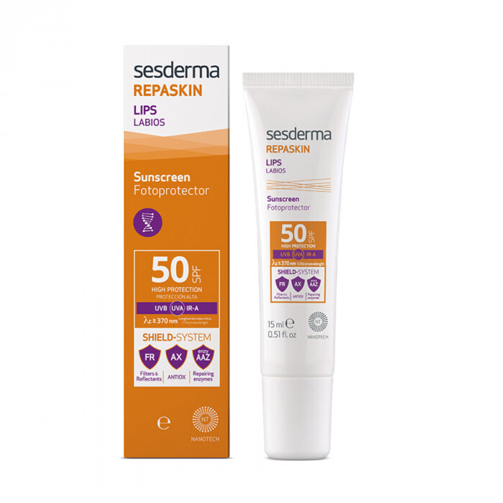 Sesderma REPASKIN LIPS SPF 50 - Солнцезащитное средство для губ, 15 мл