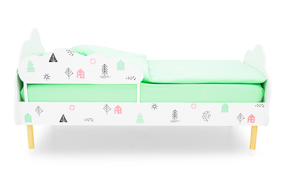 Детская кровать Бельмарко Stumpa Облако Домики розовый бирюзовый