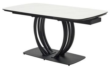 Стол MALTA 160 MARBLES KL-99 Белый мрамор матовый, итальянская керамика/ черный каркас