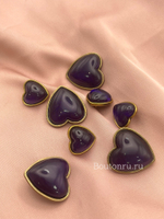 Пуговицы темно-фиолетовые сердечки