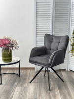 Стул М-City DISAUR Ortega 180 Град. Brego-16 темно-серый, ткань, Maison 95 темно-серый, Pu, Черный