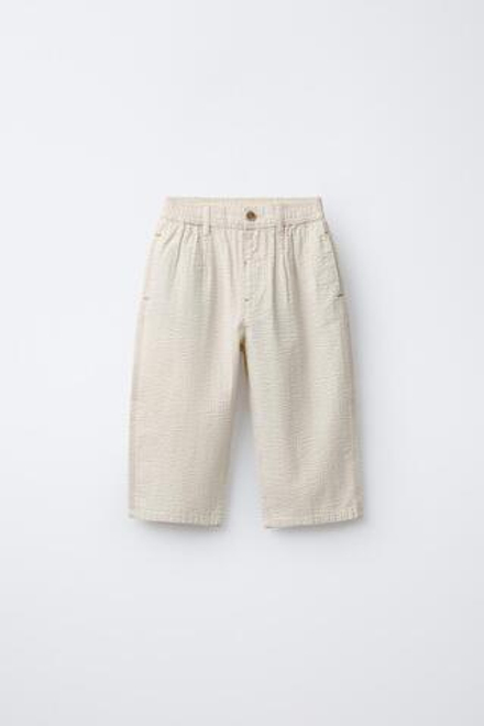 ZARA БРЮКИ С ВЫШИВКОЙ, ЭКРЮ