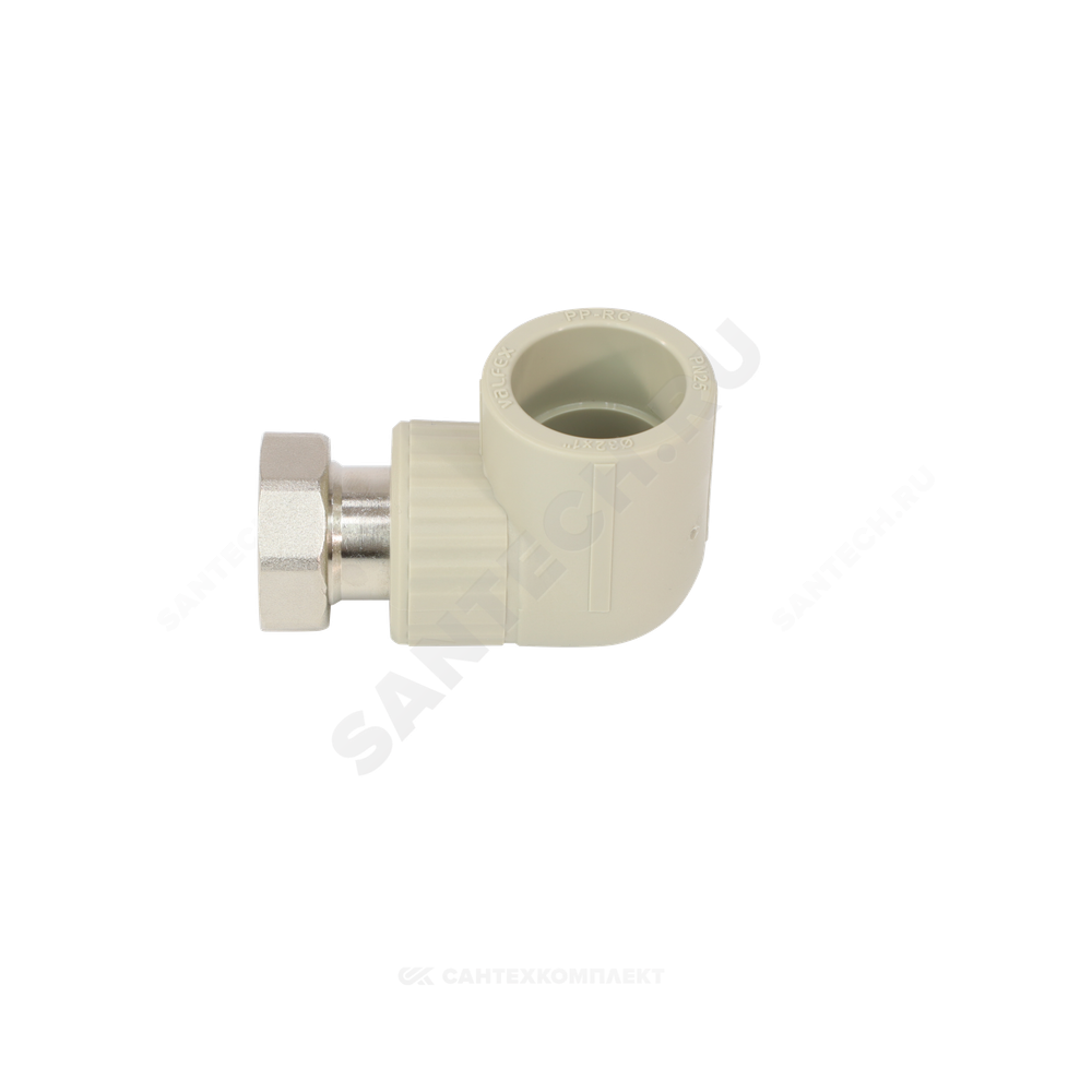 Угольник PP-R комбинированный серый Дн 32х1" с накидной гайкой VALFEX 10138032Г