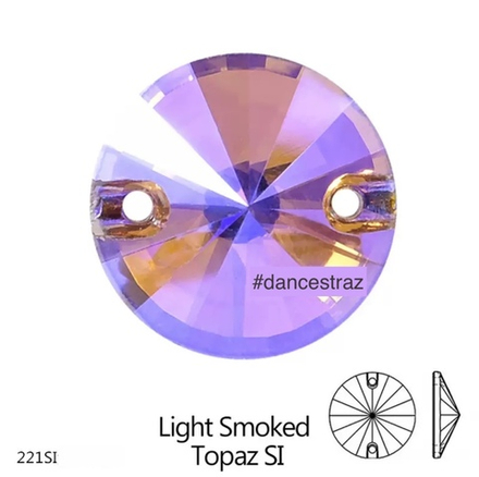 Стразы пришивные, Rivoli, Light Smoked Topaz SI, T221SI, 16mm, (144 ea/pkg), 5A+best, (F2)