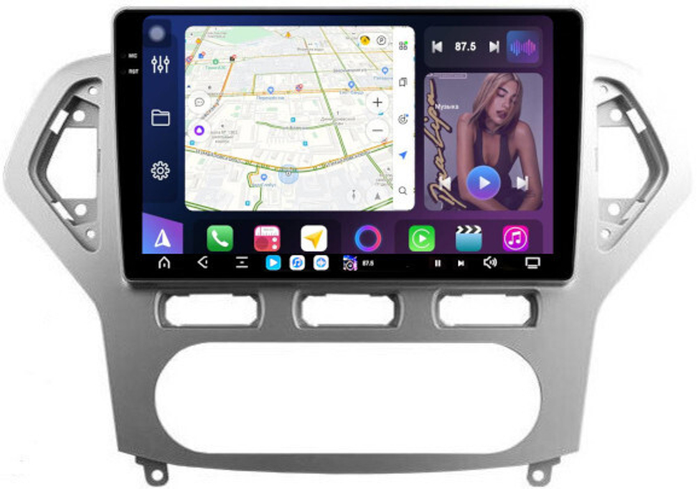 Магнитола для Ford Mondeo 4 2007-2010 (рамка серебро) - FarCar XXL1231M монитор 10.36" 2K QLED на Android 14, TS20, 8+256Гб, CarPlay, 4G SIM-слот