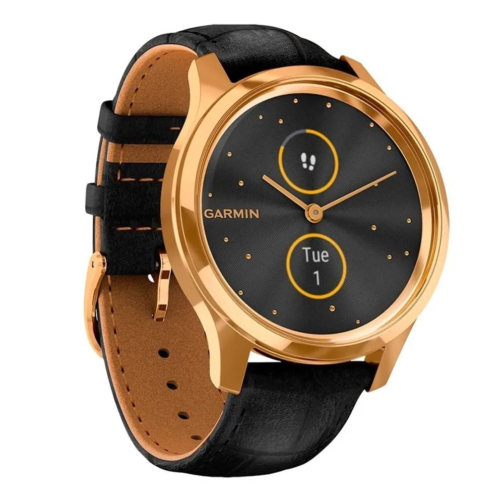 Часы для фитнеса Garmin vivomove Luxe, золотистые черные, 010-02241-22