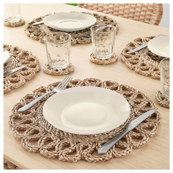 IKEA GALLSOPP  (ИКЕА ГАЛЛСОПП)  -  Коврик, натуральный/сиреневый, ручная работа, 37 см