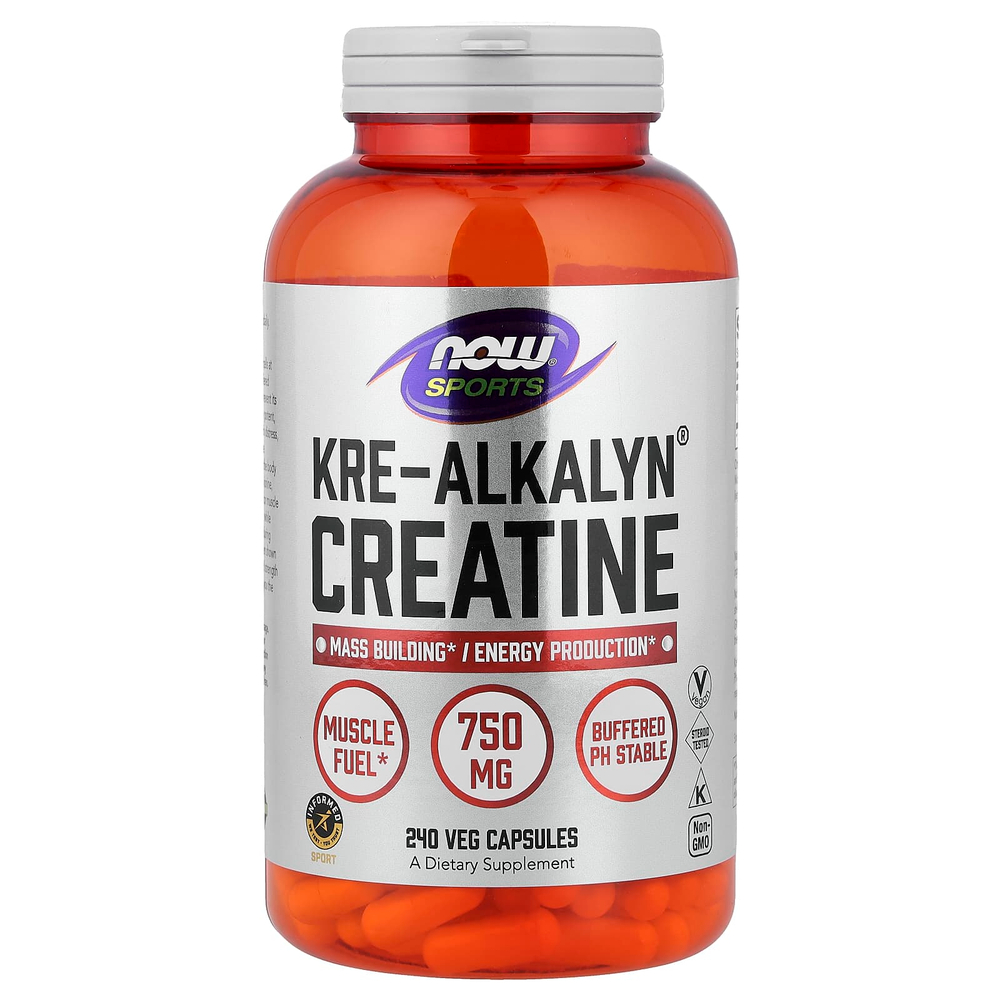NOW Foods, Sports, креатин Kre-Alkalyn®, 240 растительных капсул (0,75 г в 1 капсуле)