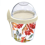 Контейнер для завтрака 450мл с ложкой с декором (светло-бежевый)