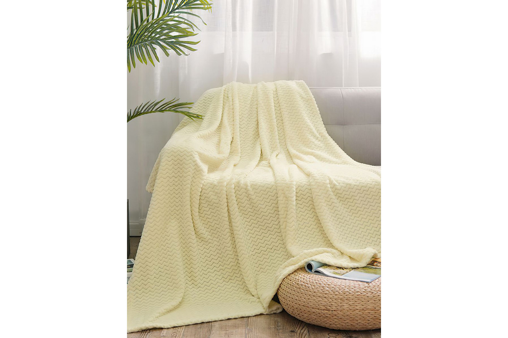 Плед GoodNight Велсофт 200х220, бледно-желтый