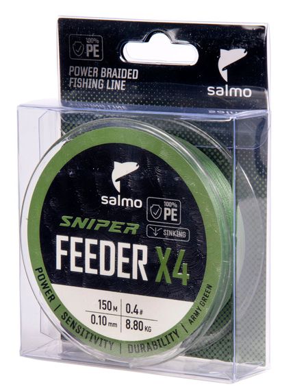 Шнур плетёный Salmo Sniper х4 FEEDER BRAID Army Green 150/010