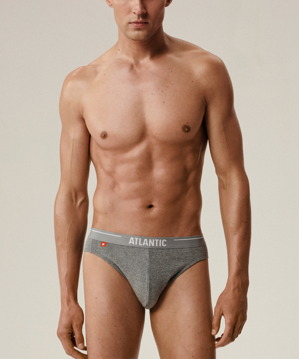 Мужские трусы слипы спорт Atlantic, набор 5 шт., хлопок, морская волна + бирюзово-зелёные + чёрные + серые меланж + тёмно-голубые, 5SMP-004