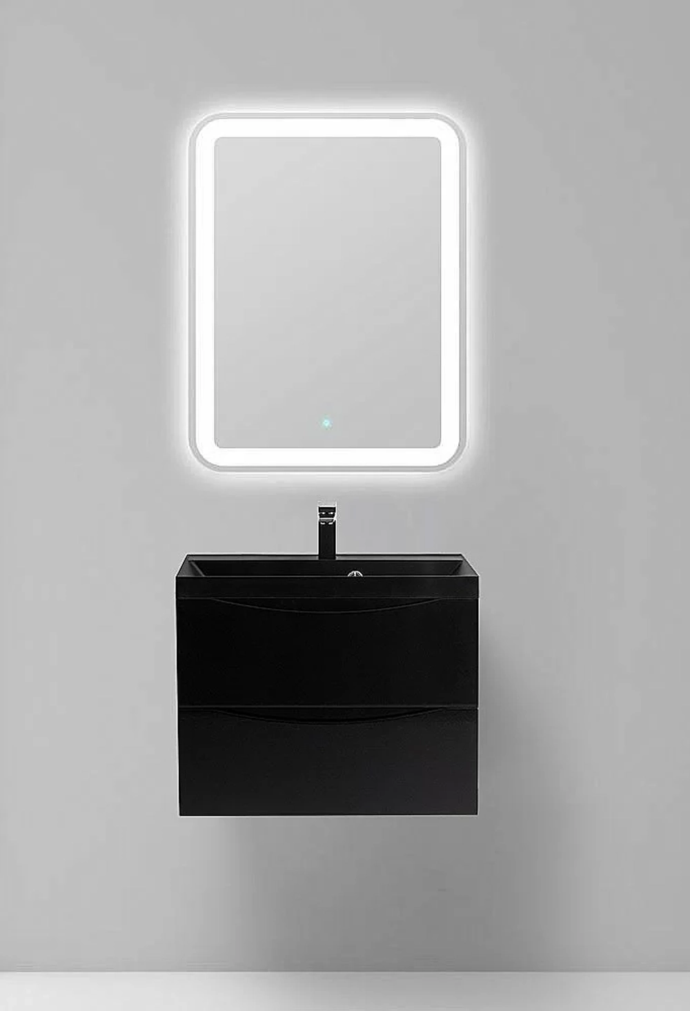 Тумба с раковиной BelBagno MARINO 60 черная глянцевая/черная раковина