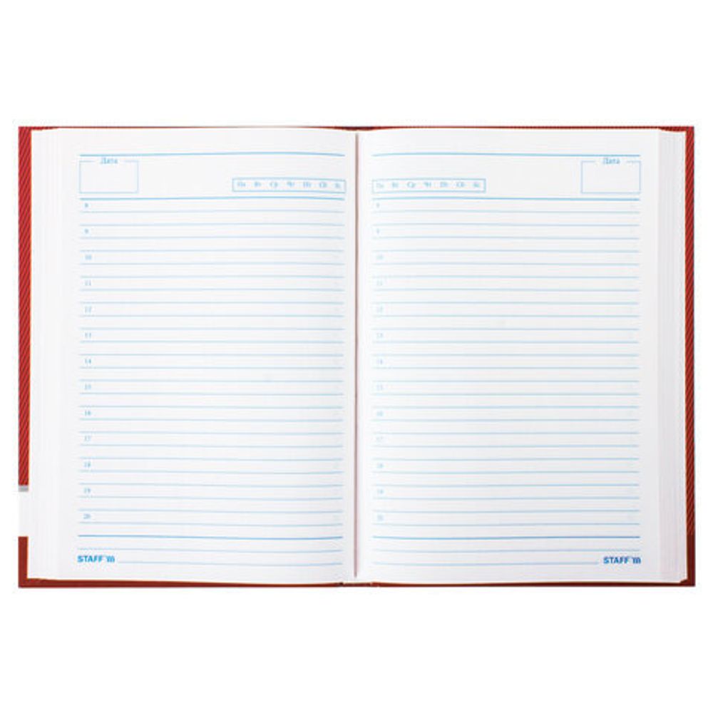 Ежедневник недатированный А5 (145х215 мм), ламинированная обложка, STAFF, 128 л., красный, 127054