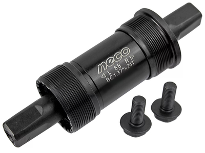 Каретка под квадрат NECO 68х113.5мм, стальные чашки, резьба 1,37"х24Т R/L, черная.