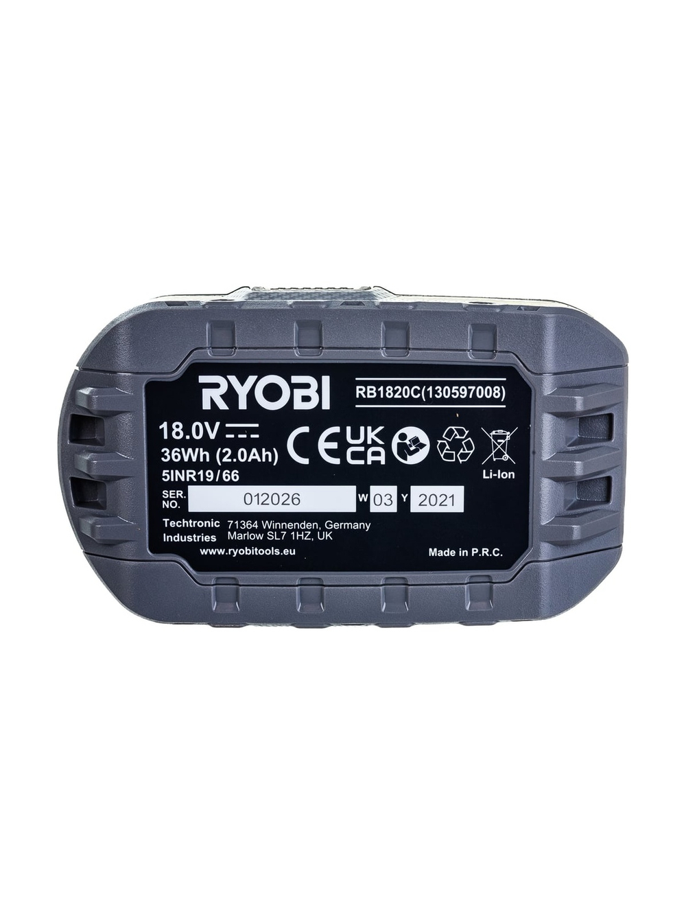 Аккумулятор Ryobi ONE+ 2.0 Ач RB1820C 5133005052