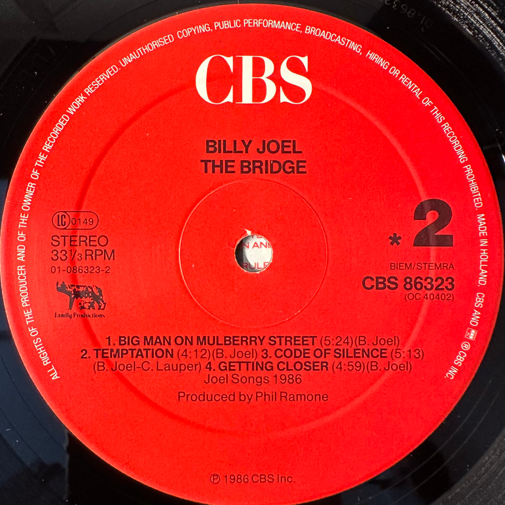 Billy Joel - The Bridge (Голландия 1986г.)