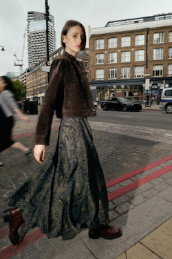 ZARA ЮБКА МИДИ ИЗ ТКАНИ С АНИМАЛИСТИЧЕСКИМ ПРИНТОМ И РЕМНЕМ, РАЗНОЦВЕТНЫЙ