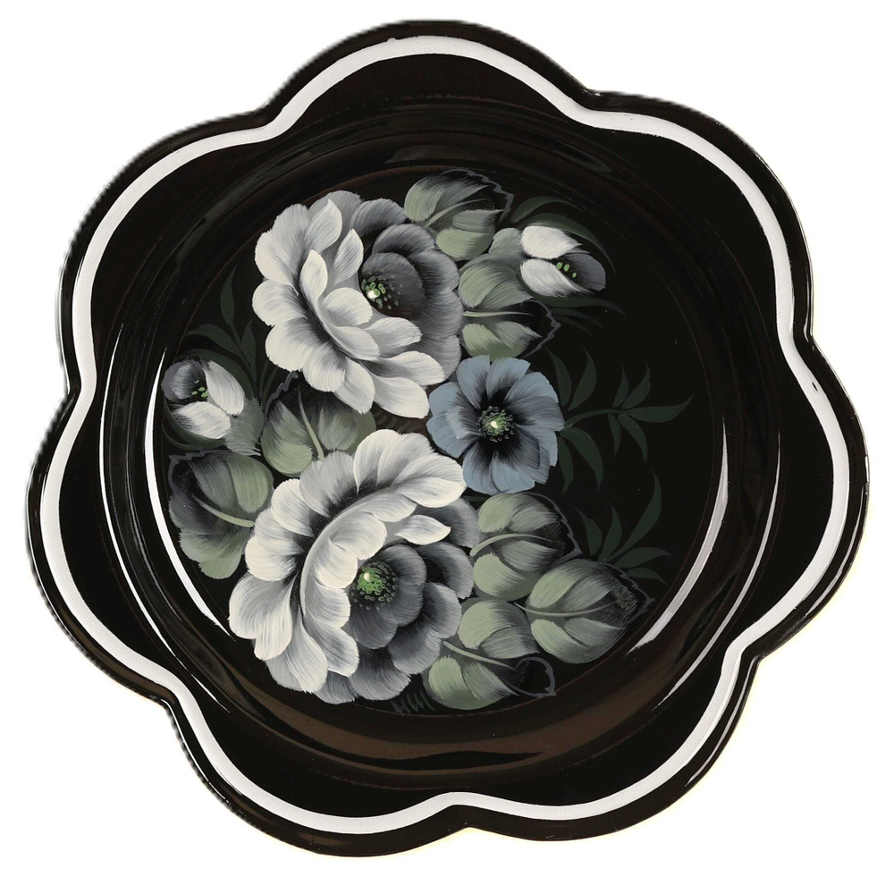 Жостовский поднос декоративный, размер 18 см (A1), металлический