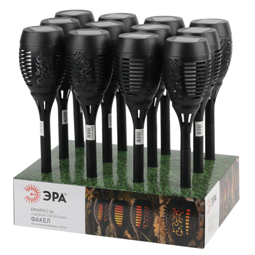 Светильник уличный ЭРА ERASF012-34 Факел на солнечной батарее 50 см | Садовые декоративные светильники