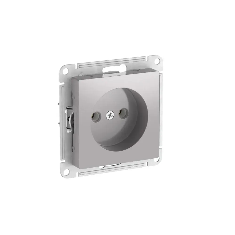 Atlas Design розетка без заземления без шторок, 16А, мех., быстрозажим. клем., алюминий