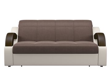 Диван Мадрид 1,6 - Velutto 23 шоколад/беж кожзам/ коричневая накладка