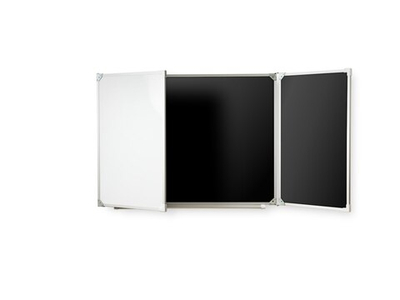 Трёхэлементная магнитная полимерная школьная доска 2400х1000 комбинированная(черный/маркер)