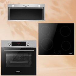 Комплект техники: Индукционная панель Hansa BHI683200 + Встраиваемая вытяжка Hansa OMP6212SIH + Духовой шкаф Hansa BOEI68431.