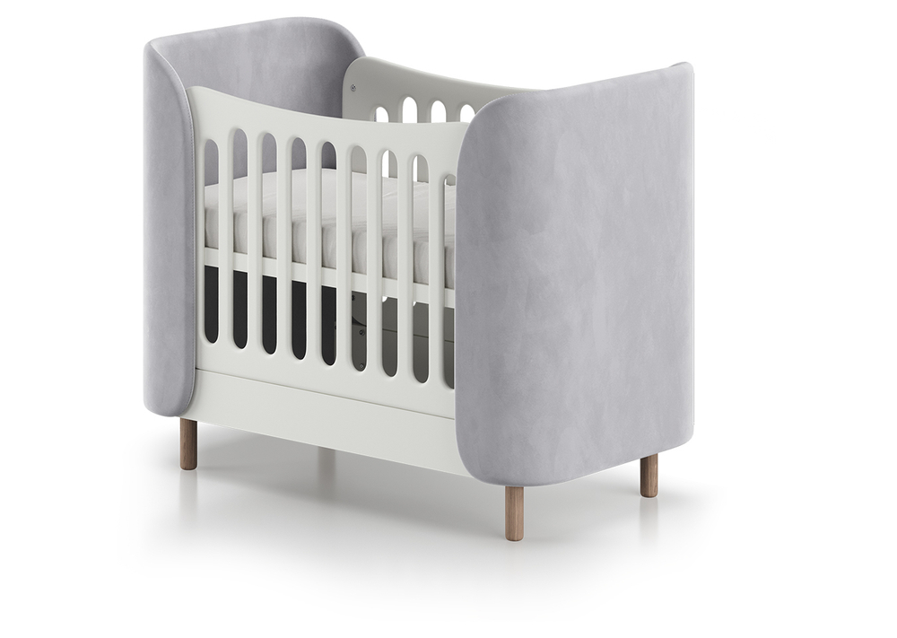 Кроватка KIDI Soft mini cпальное место 60*120 см антивандальная ткань (серый)