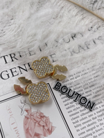 Накладка золотистая четырехлистник в стразах Ван Кл