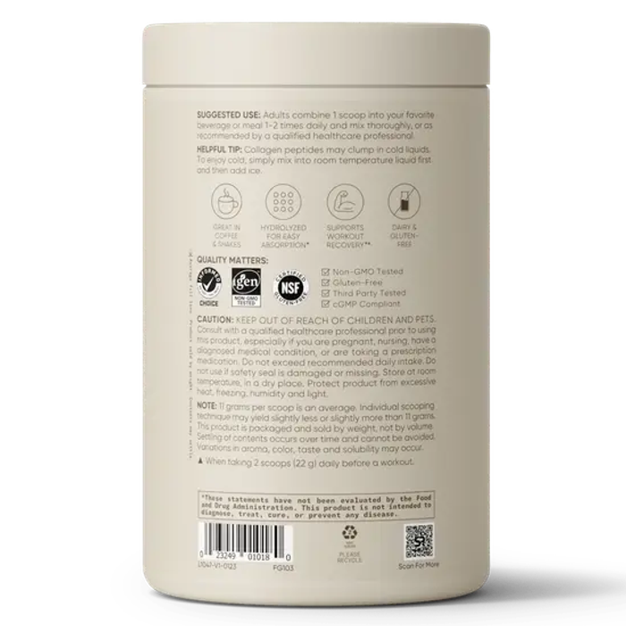 Коллаген, Collagen Peptides Unflavored, Sports Research, 454 г (16 oz) 2