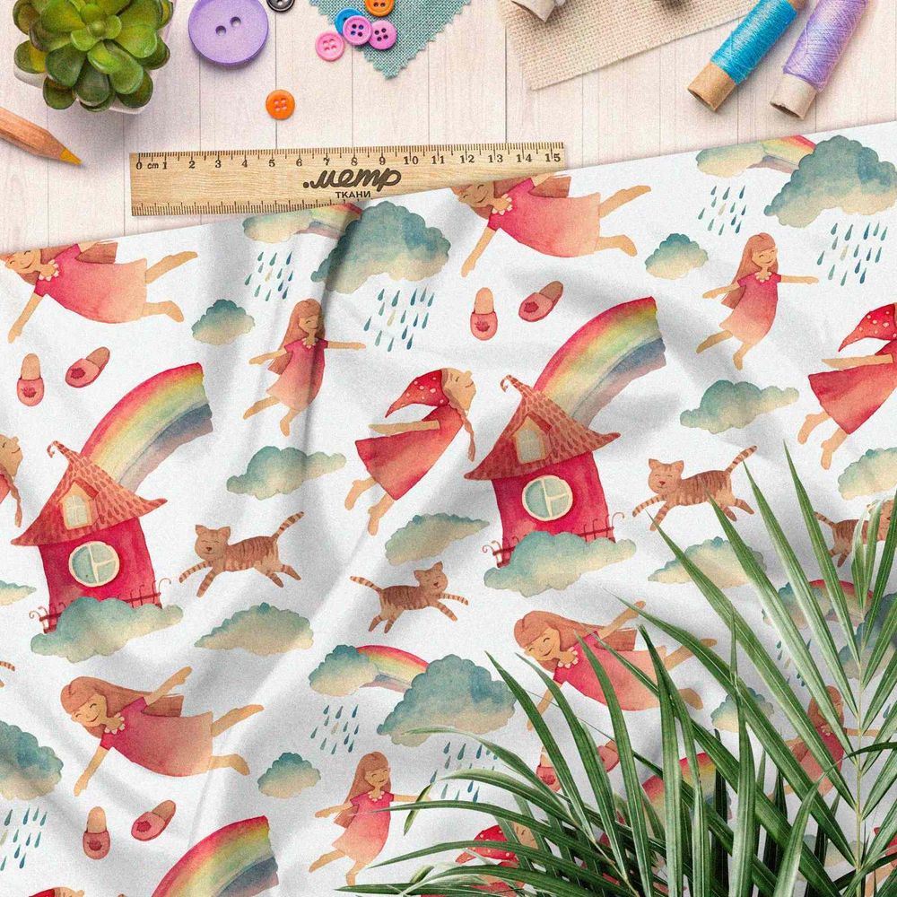 Ткань поплин детская радуга