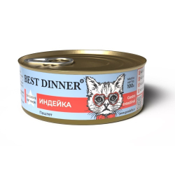 Влажный корм Best Dinner Exclusive для кошек с чувствительным пищеварением паштет из индейки, банка
