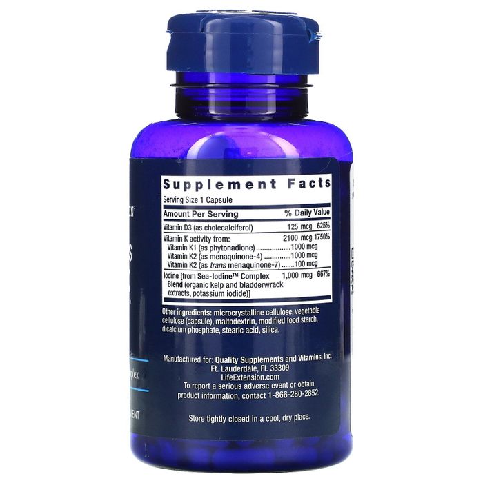 Витамины D и К с йодом, Vitamins D and K with Sea-Iodine, Life Extension, 60 капсул 2