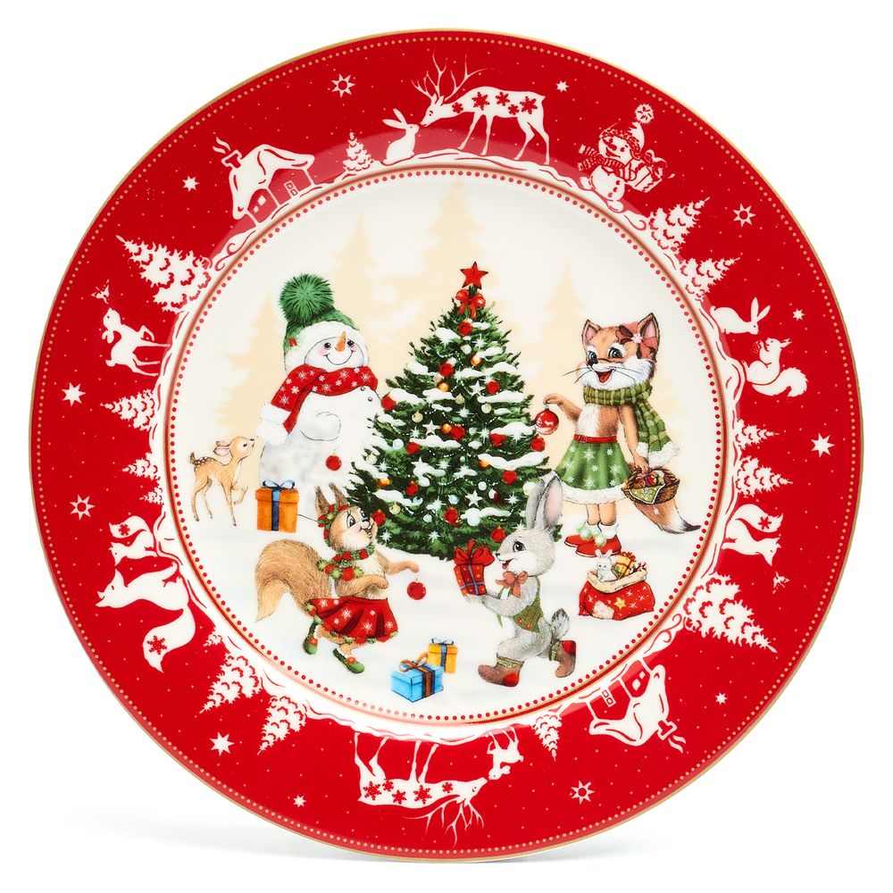 ТАРЕЛКА ЗАКУСОЧНАЯ LEFARD "ЕЛКА" 19 СМ КРАСНАЯ (КОР=18ШТ.)