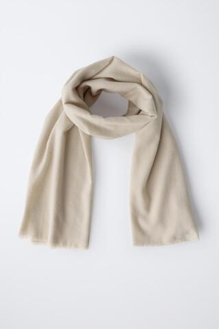 ZARA ШАРФ ИЗ МЯГКОЙ ТКАНИ, ПЕСОЧНЫЙ