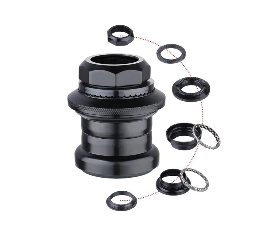 Рулевая колонка MIXIEER, 1", резьбовая, EC 34/25.4-24T  EC 34/27, подшипники 5/32"x16- 2шт, высота 35.5мм, черная (50/200)