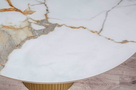 Стол DUBAI 110 Calacata gold gloss / опора шелк, золото