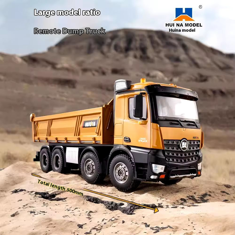Радиоуправляемый 12 канальный четырёхосный самосвал с двух поворотными осями HUI NA TOYS масштаб 1:14 2.4G - HN1536 , обновленная модель hn 1573 , новинка 2024