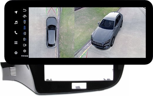 Магнитола Mitsubishi Outlander 3 2019-2022 (левый руль, прямоугольный климат) - Teyes LUX ONE 360 монитор 12.3" 2K QLED на Android 10, 6/128Гб, CarPlay, 4G SIM-слот, 4 камеры в комплекте